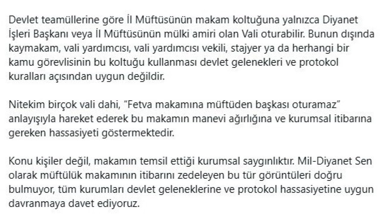 Müftülük makamı tartışması: "Fetva makamına müftüden başkası oturamaz"