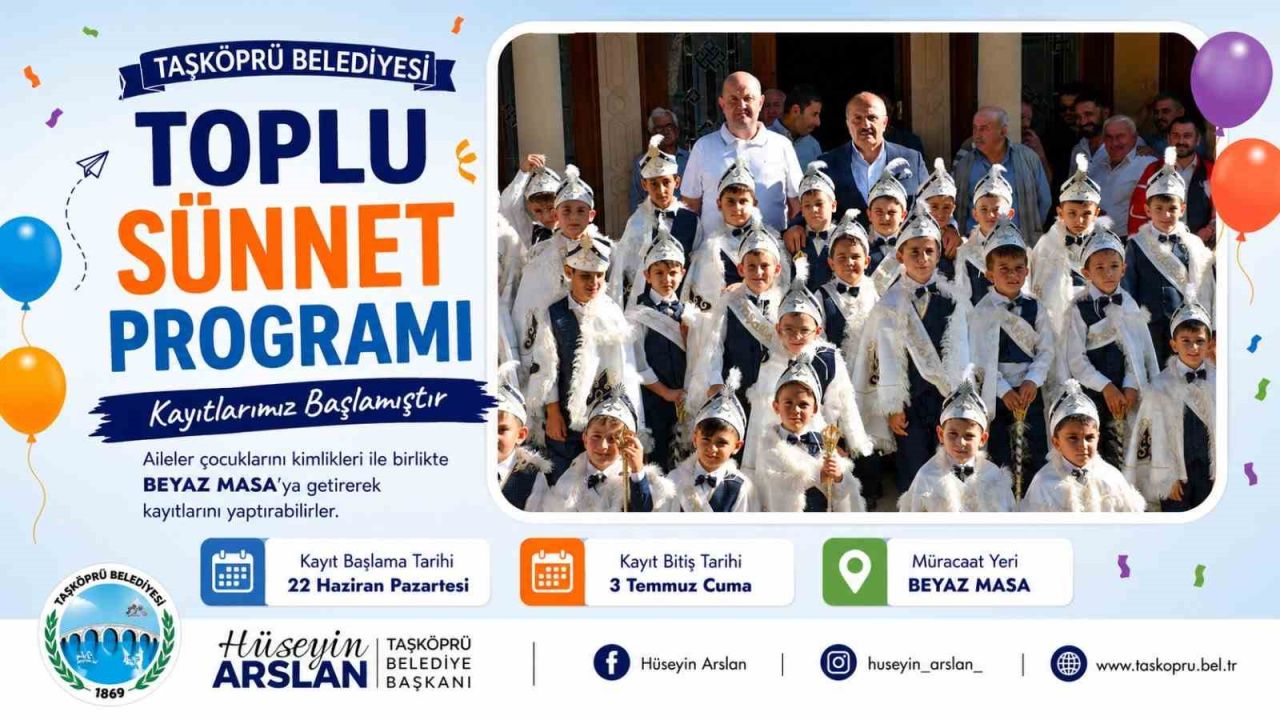 Taşköprü Belediyesi’nin toplu sünnet programı için kayıtlar başlıyor